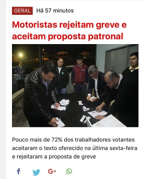 Motoristas rejeitam greve e aceitam proposta patronal